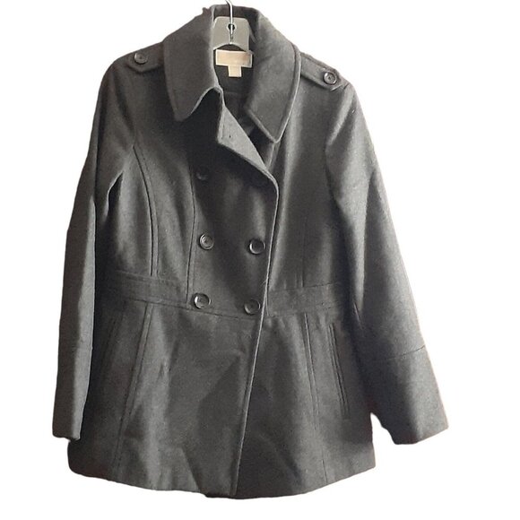 Michael Kors Pea Coat Gray Wool Blend M - Picture 1 of 12